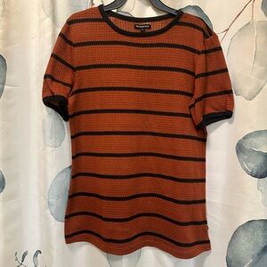 Who What Wear Terracotta and Black Textured  Sweater Top